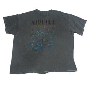 Nirvana Distressed Gray Short Sleeve T-Shirt Size 3XL Plus Size Nirvana Tee NEW